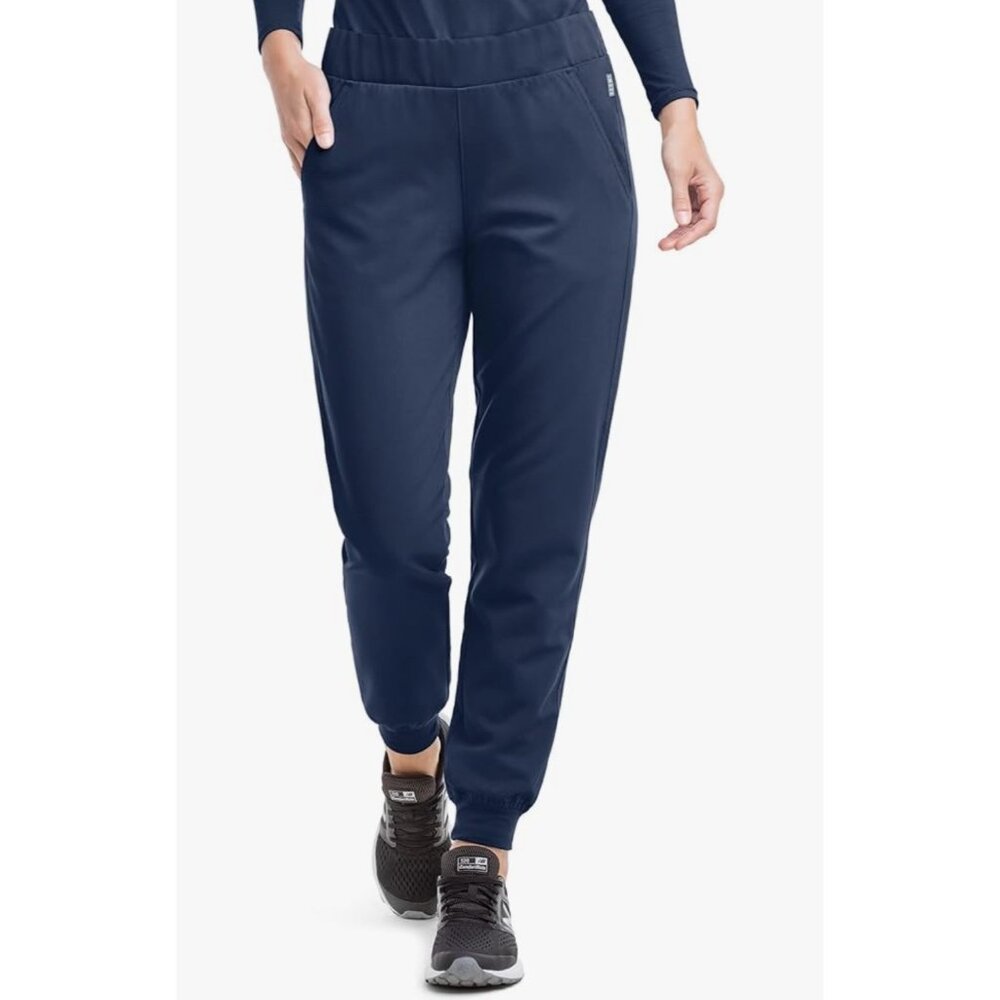 Keswi NWT Women's 5-Pocket Flat Front Jogger Scrub Pants Sz Small Womens Navy Bl